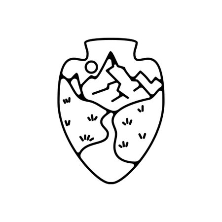 Camping silhouette badge design. Adventure logo graphics. Outdoor nature label monochrome. Stock hiking artwork.の写真素材