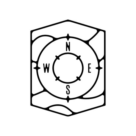 Camping silhouette badge design. Adventure graphics. Outdoor nature label monochrome. Stock hiking artwork.の写真素材