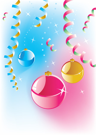 christmas balls, ribbons, confetti and other decorationのイラスト素材