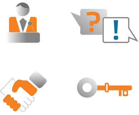 login about us question answer key icon setのイラスト素材