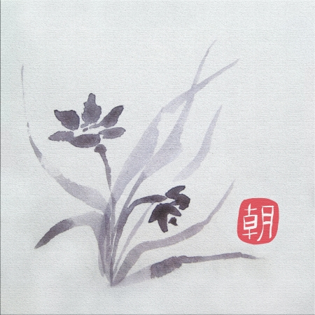 Spring flower asian  traditional 
watercolorの写真素材
