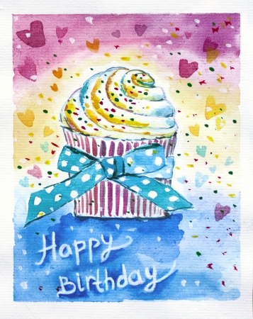 Birthday is a joyful holiday. Party, presents, cake  and decoration all you need to feel happyの写真素材
