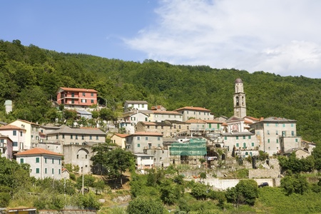 the medieavl village of antessio in liguria, italy, with restoration of ancient buildingの写真素材