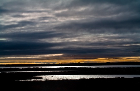sunrise ovet the tundra in churchill, canadaの写真素材