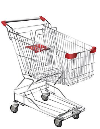 Metal shopping trolley isolated on whiteのイラスト素材