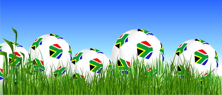 World Cup South Africa balls on the grassのイラスト素材