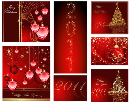 Merry Christmas and Happy New Year collectionのイラスト素材