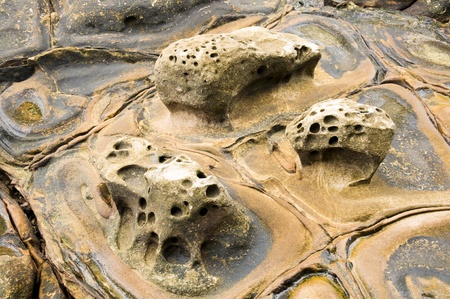 A close up of the surface of the Thailand beach stoneの写真素材