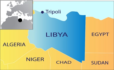 Political map of North Africa with Libya isolatedのイラスト素材