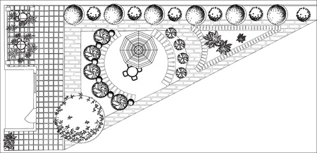 Plan of garden with symbols of treeのイラスト素材