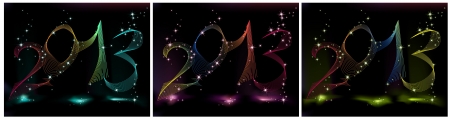 Colection Happy New 2013 Year blue, violet and greenのイラスト素材