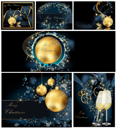 Merry Christmas background collections gold and blueのイラスト素材