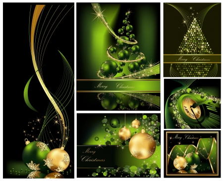 Merry Christmas background collections gold and greenのイラスト素材