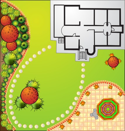 vector Landscape Plan with treetop symbolsのイラスト素材