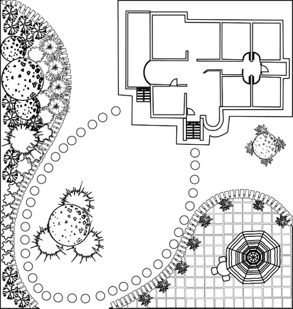 vector Landscape Plan with treetop symbolsのイラスト素材