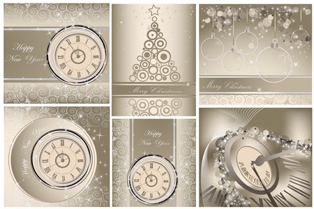 Collection of Happy New Year and Merry Christmas backgroundsのイラスト素材