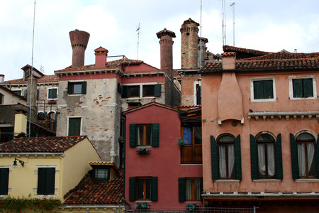 Group of colorful old houses in Venice, Italy.の写真素材