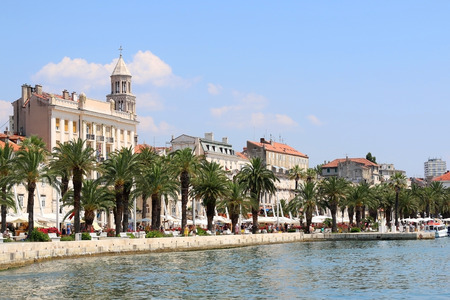 Riva Promenade in Split, Croatia.の写真素材