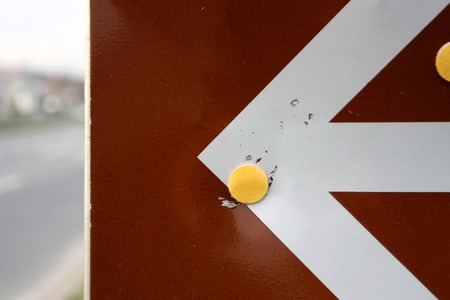 Pointing street sign, close-up.の写真素材