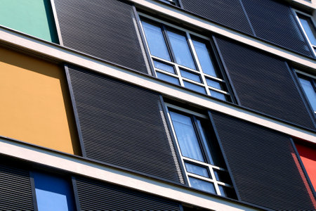 Zagreb, Croatia - June 22, 2017: 'Colorful skyscraper' is a modernist building by famous Croatian architect Ivo Vitic in Zagreb, Croatia. Building facade was recently renovated.のeditorial素材