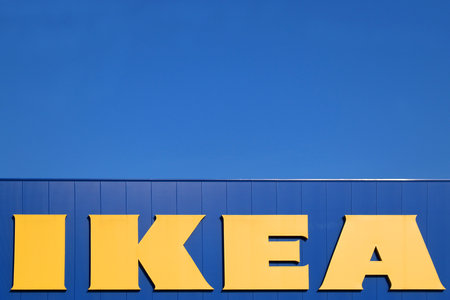 Zagreb, Croatia - June 22, 2017: Ikea sign against on the store in Zagreb, Croatia. Ikea is the world's largest furniture retailer.のeditorial素材