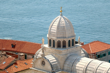 Historic Cathedral of St. James, famous UNESCO World Heritage Site in Sibenik, Croatia. Sibenik is popular travel coastal destination in Croatia.のeditorial素材