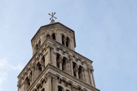 Saint Domnius bell tower is a historic landmark in Split, Croatia. Split is popular coastal travel destinationの写真素材