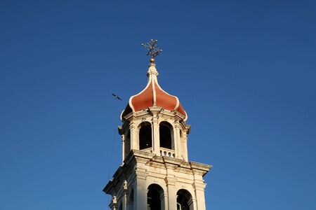 Historic bell tower in Sutivan, island Brac, Croatia.の写真素材