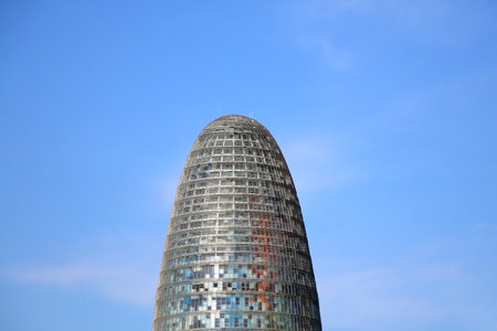 Barcelona, Spain - July 7, 2018: The Torre Glories, formerly known as Torre Agbar, landmark in Barcelona, Spain.のeditorial素材