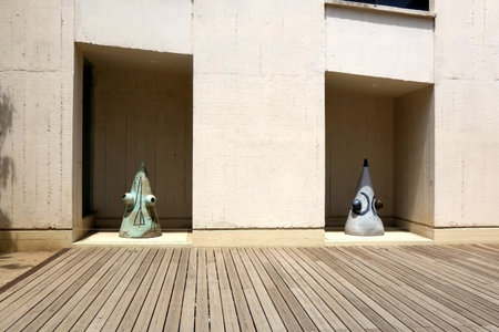 Barcelona, Spain - July 8, 2018: Joan MirÃ³ Foundation FundaciÃ³ Joan MirÃ³ is ais a museum of modern art honoring artist Joan MirÃ³, located on the hill MontjuÃ¯c in Barcelona, Spain.のeditorial素材