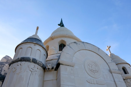 Historical mausoleum on a cemetery in Supetar, island Brac, Croatia.のeditorial素材