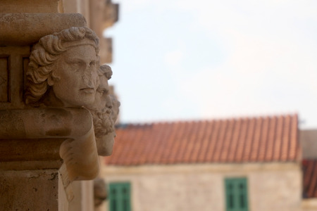 Decorative details of historic renaissance Cathedral of St. James, famous UNESCO World Heritage Site in Sibenik, Croatia.の写真素材
