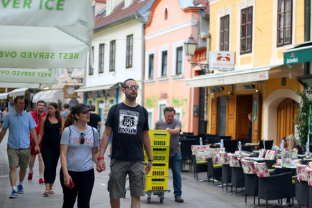 Zagreb, Croatia - June 15, 2019: Tourists and locals enjoying summer afternoon in picturesque...
