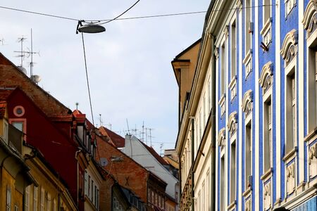 Colorful historic buildings in picturesque Radiceva street in central Zagreb, Croatia.の写真素材