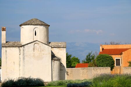 Medieval church of the Holy Cross in Nin, Croatia, known as smallest cathedral in the world.の写真素材
