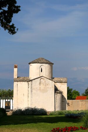 Medieval church of the Holy Cross in Nin, Croatia, known as smallest cathedral in the world.の写真素材