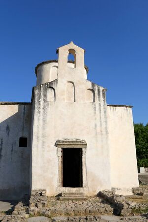 Medieval church of the Holy Cross in Nin, Croatia, known as smallest cathedral in the world.の写真素材