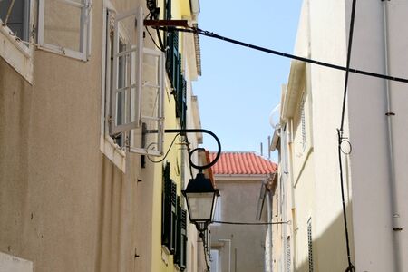 Picturesque narrow streets of town Pag, on island Pag, Croatia.の写真素材
