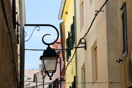 Picturesque narrow streets of town Pag, on island Pag, Croatia.の写真素材