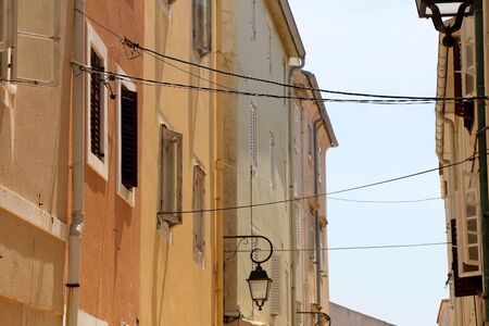 Picturesque narrow streets of town Pag, on island Pag, Croatia.の写真素材
