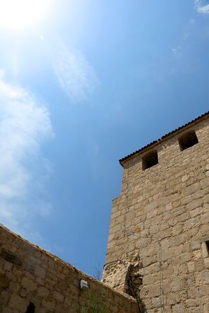 Historical Skrivanat Tower in town Pag, on island Pag, Croatia.の写真素材