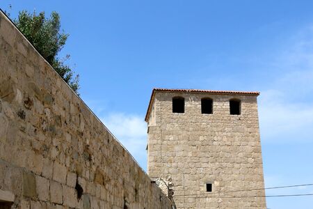 Historical Skrivanat Tower in town Pag, on island Pag, Croatia.の写真素材