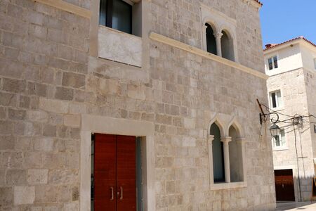 Traditional architecture in town Pag, on island Pag, Croatia.の写真素材