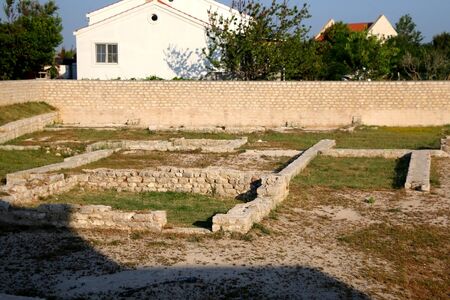 Ruins of ancient Roman house from second century in small town Nin, Croatia.の写真素材