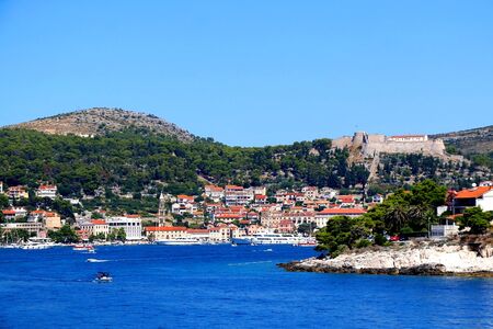 Town Hvar, on island Hvar, Croatia, popular summer travel destination.の写真素材