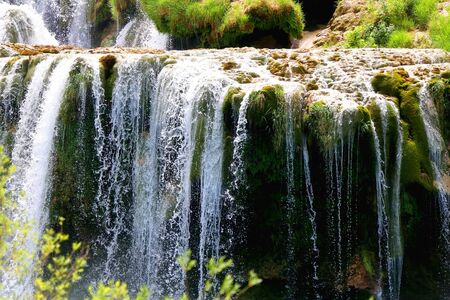 Beautiful waterfalls in National Park Krka, Croatia on a sunny summer day.の写真素材