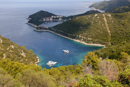 Picturesque bay on island Lastovo, Croatia. Beautiful Mediterranean landscape.の写真素材