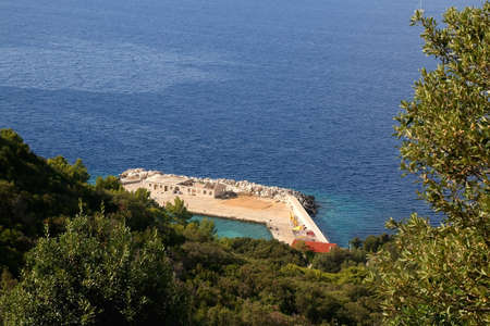 Old stone building on tthe beach. Beautiful landscape on island Lastovo, Croatia.の写真素材