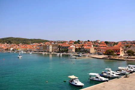 Small fishing boats in Vela Luka, town on island Korcula, Croatia.