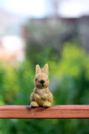 Fluffy Easter bunny decoration. Selective focus.の写真素材